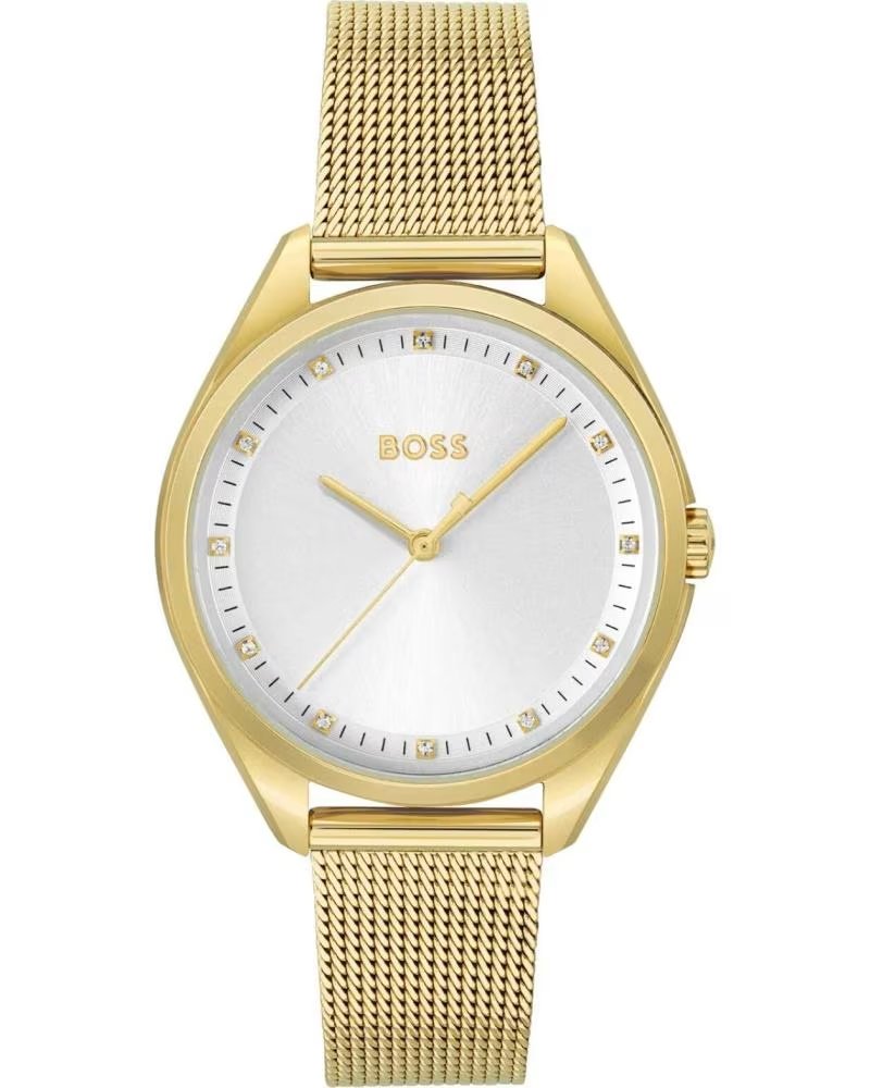 BOSS 1502669 WATCH WITH SILVER DIAL AND GOLD MESH STRAP DORADO