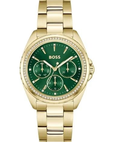 BOSS UHR 1502714 AUS EDELSTAHL MIT GRÜNEM ZIFFERBLATT UND GOLDFARBENEM FINISH DORADO