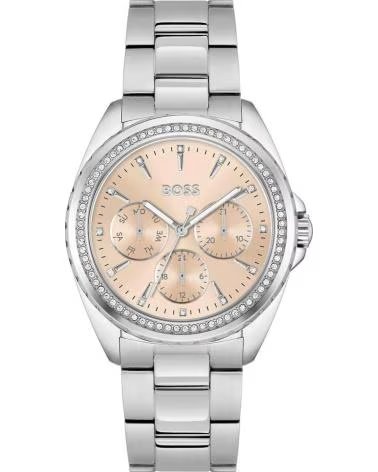 BOSS RELOJ 1502732 CON ESFERA ROSADA Y BISEL DECORADO GRIS