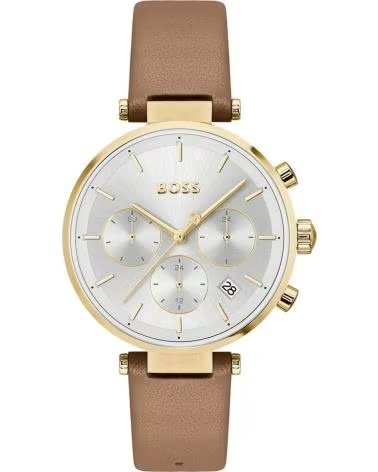 BOSS 1502772 WATCH WITH LEATHER STRAP AND GOLD CASE MARRON