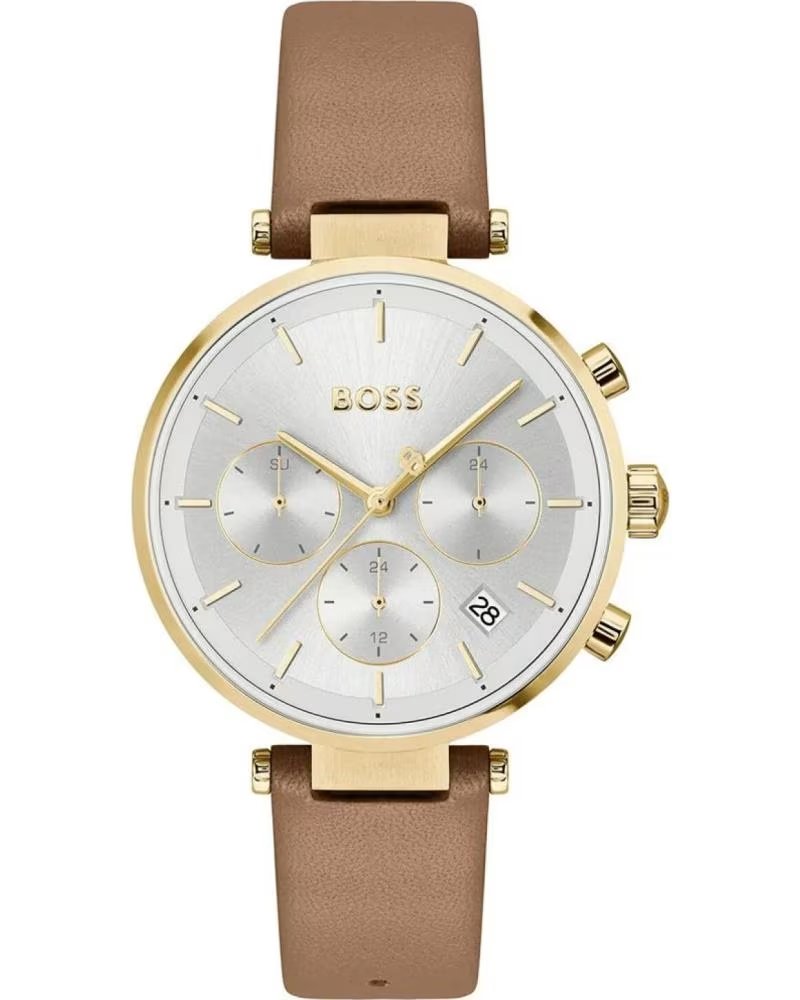 BOSS 1502772 WATCH WITH LEATHER STRAP AND GOLD CASE MARRON