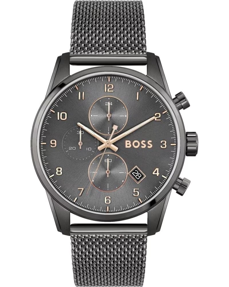 BOSS CHRONOGRAPH WATCH 1513837 WITH GREY MESH STRAP GRIS