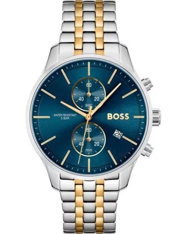 BOSS OROLOGIO 1513976 CON QUADRANTE BLU E CINTURINO BICOLORE GRIS