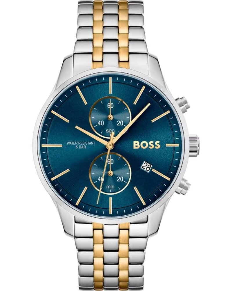 BOSS 1513976 WATCH WITH BLUE DIAL AND TWO-TONE STRAP GRIS