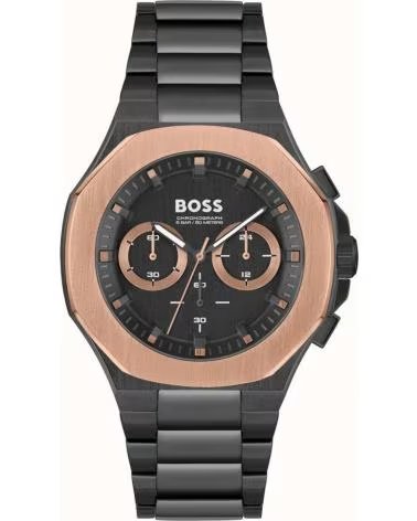 BOSS OROLOGIO CRONOGRAFO 1514090 CON QUADRANTE NERO E LUNETTA COLOR ORO ROSA NEGRO