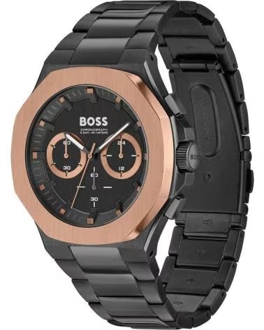 BOSS 1514090 CHRONOGRAPH UHR MIT SCHWARZEM ZIFFERBLATT UND ROSÉGOLDFARBENER LÜNETTE NEGRO