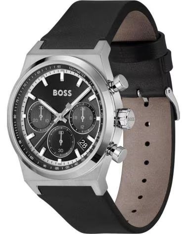 BOSS 1514218 CHRONOGRAPH UHR MIT LEDERARMBAND GRIS