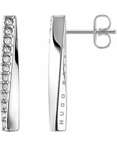 BOSS PENDIENTES CON CRISTALES Y LOGO GRABADO