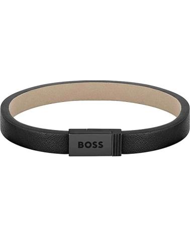 BOSS PULSERA 1580337S EN PIEL NEGRA NEGRO