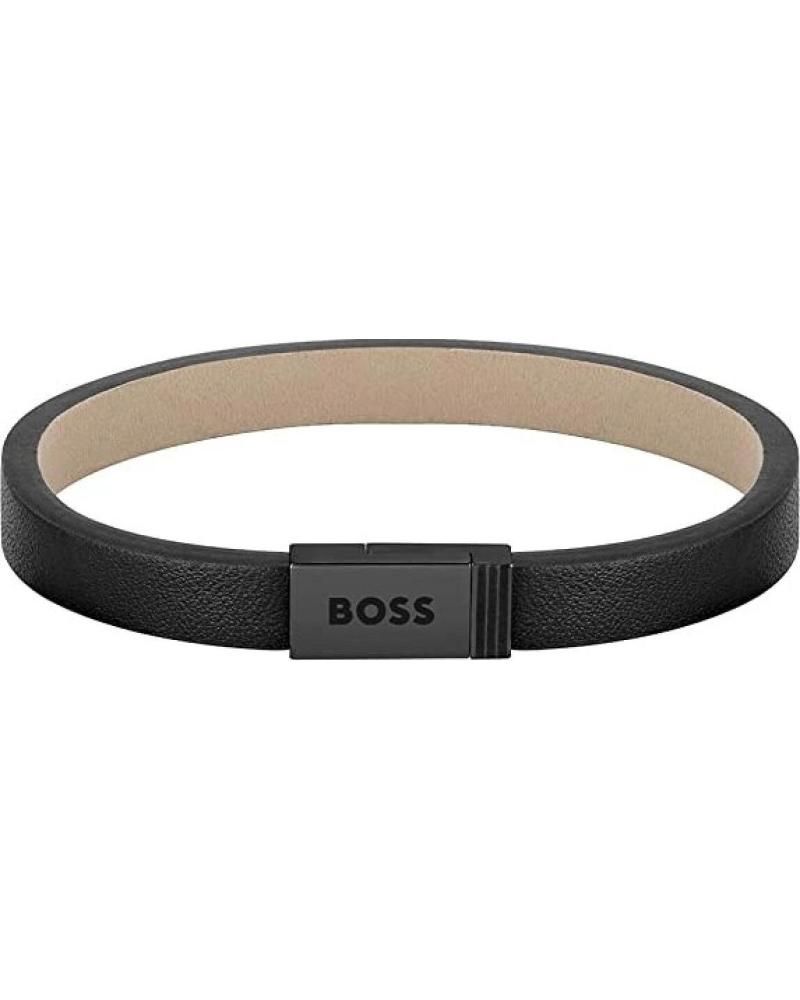 BOSS PULSERA 1580337S EN PIEL NEGRA NEGRO
