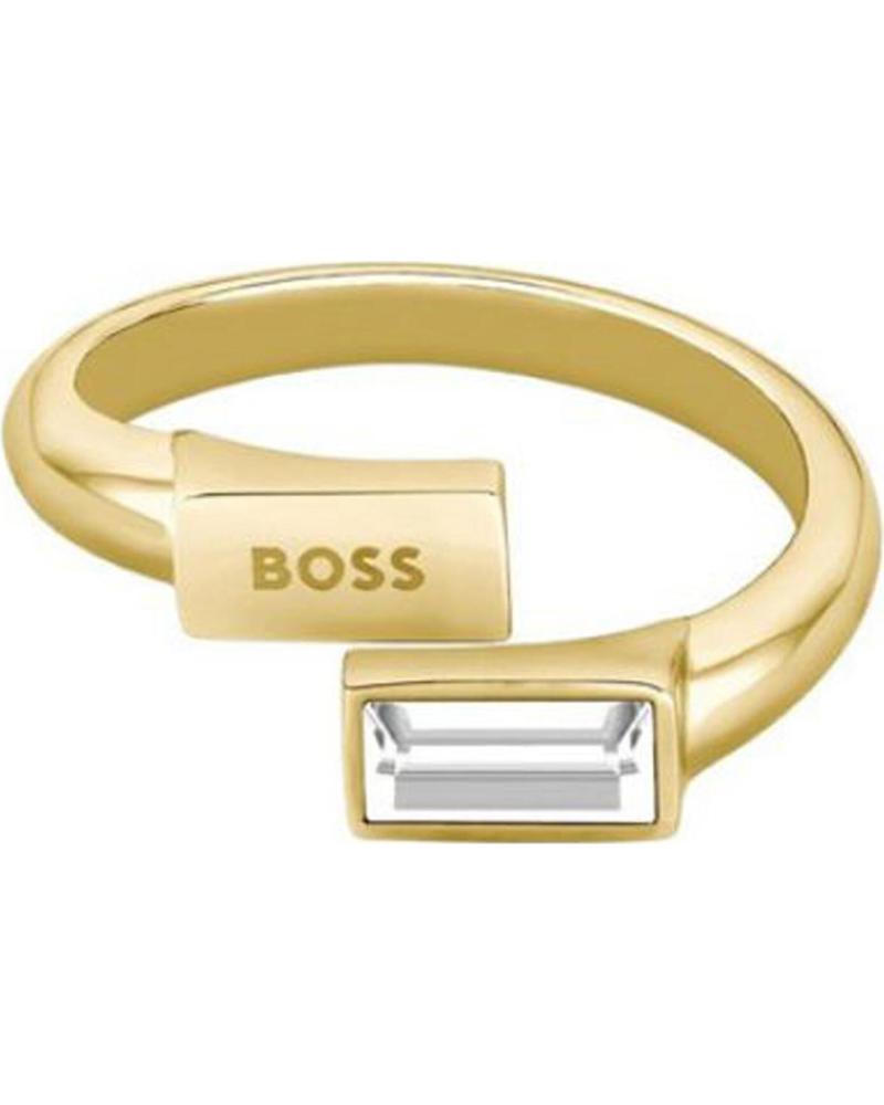 Inicio-BOSS-ANILLO BOSS 1580415M EN TONO DORADO CON CRISTAL Y LOGO GRABADO-