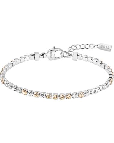 BOSS PULSERA CON CRISTALES Y DETALLES EN TONO PLATEADO