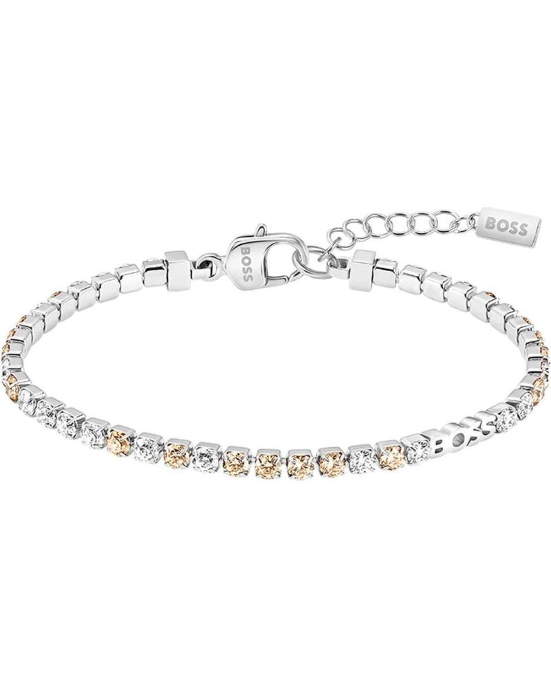 BOSS PULSERA CON CRISTALES Y DETALLES EN TONO PLATEADO