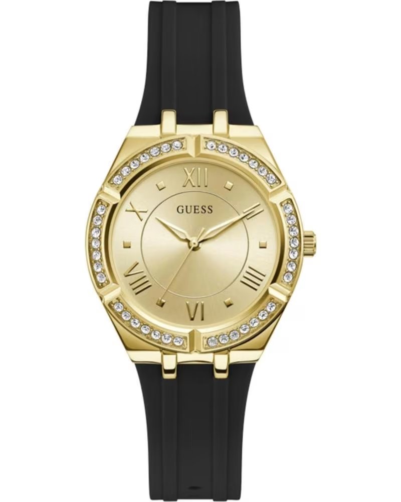 GUESS RELOJ GW0034L1 CON CORREA DE SILICONA Y CRISTALES NEGRO