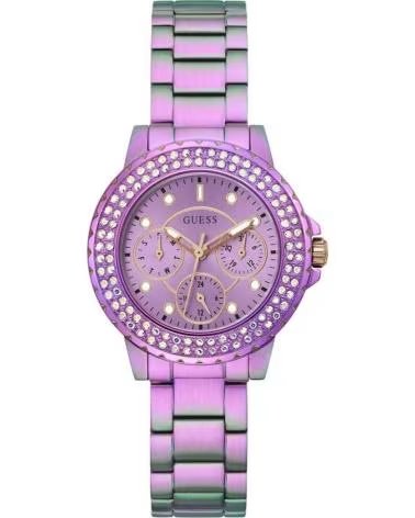 GUESS RELOJ GW0410L4 MULTIFUNCIÓN CON PEDRERÍA MORADO