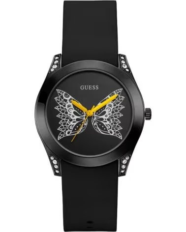 GUESS RELOJ W0023L10 NEGRO CON DETALLE DE MARIPOSA