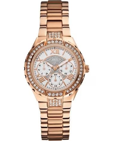 GUESS MONTRE W0111L3 MULTIFONCTION OR ROSE AVEC CRISTAUX ORO ROSA
