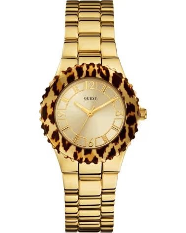 GUESS W0404L1 UHR MIT ANIMAL-PRINT-LÜNETTE ORO