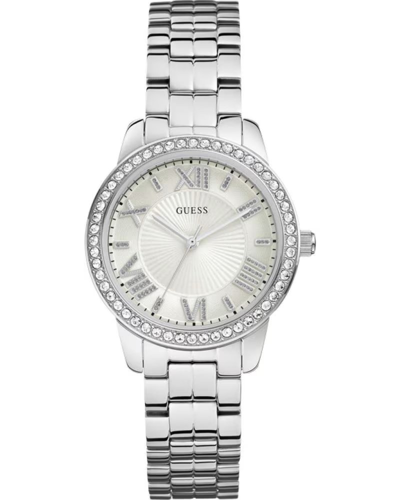 GUESS RELOJ W0444L1 DE ACERO INOXIDABLE CON CRISTALES PLATA