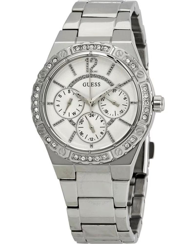 GUESS MONTRE W0845L1 MULTIFONCTION ARGENTÉE AVEC CRISTAUX PLATEADO