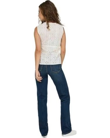 ONLY BLUSA 15352693 SIN MANGAS CON BORDADO INGLÉS BLANCO