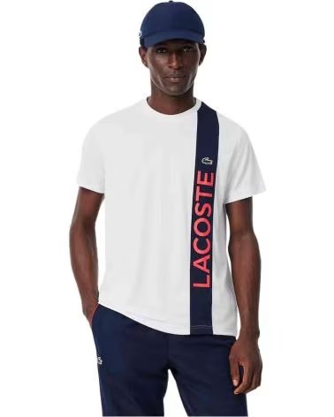 LACOSTE T-SHIRT TH8938-00-HI1 A MANICHE CORTE CON STAMPA BLANCO