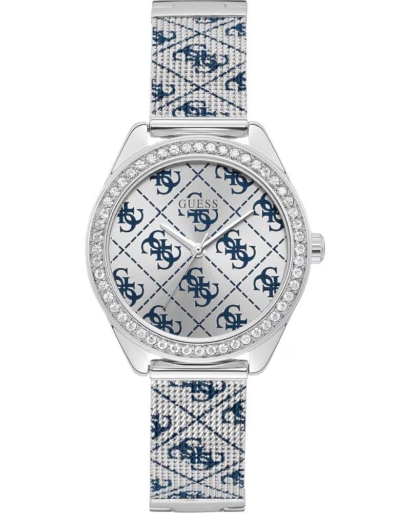 GUESS RELOJ W1279L1 CON ESFERA ESTAMPADA Y CRISTALES PLATEADO