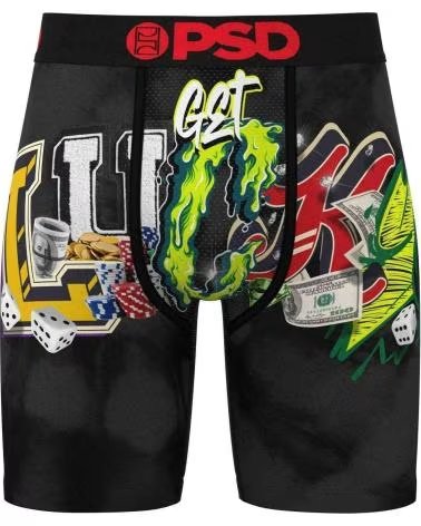 PSD UNDERWEAR BOXER BRIEF GETLUCKY HERREN SCHWARZ NEGRO