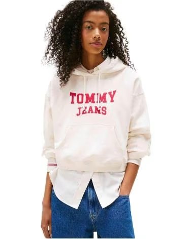 TOMMY JEANS FELPA CON CAPPUCCIO DW0DW21598-YBH BLANCO