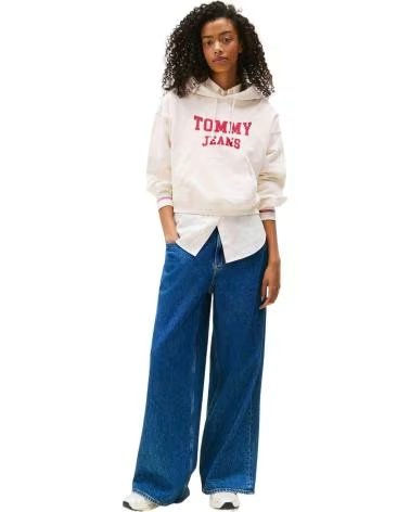 TOMMY JEANS FELPA CON CAPPUCCIO DW0DW21598-YBH BLANCO