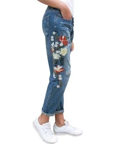 ENEBE PANTALÓN LARGO 7106 BORDADO FLORAL MUJER MULTICOLOR