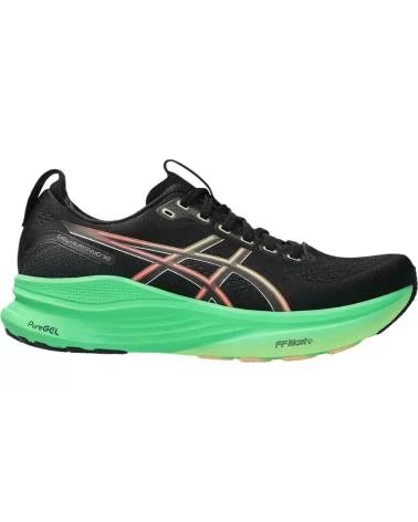 ASICS SCARPE DA RUNNING 1011C052-004-M, NERE CON SUOLA VERDE ROSA