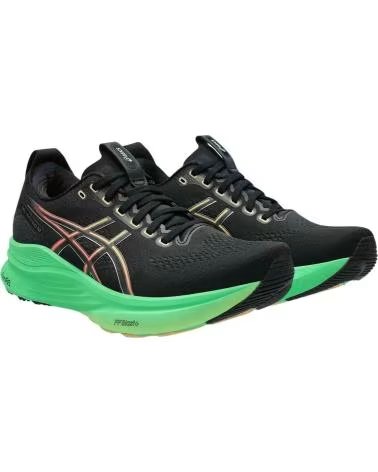 ASICS SCARPE DA RUNNING 1011C052-004-M, NERE CON SUOLA VERDE ROSA