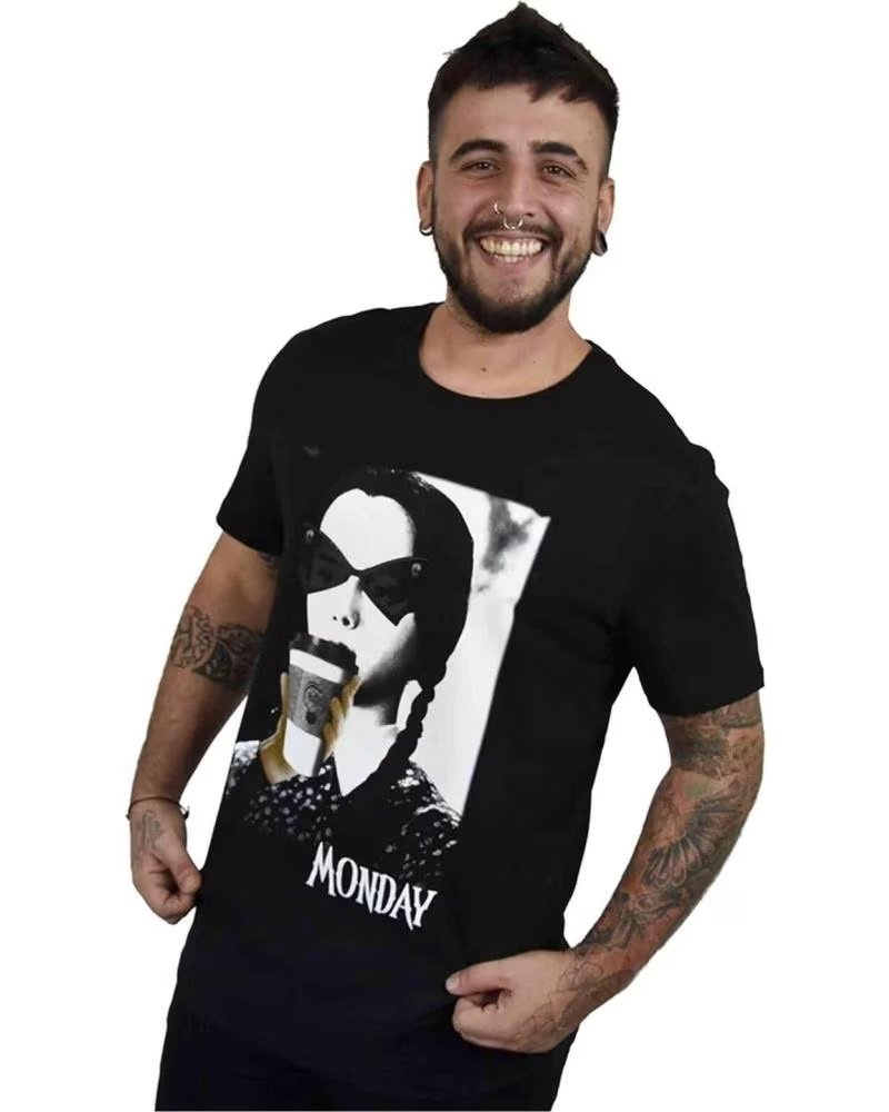NUM WEAR CAMISETA DE MANGA CORTA LUNES EN NEGRO PARA UNISEX