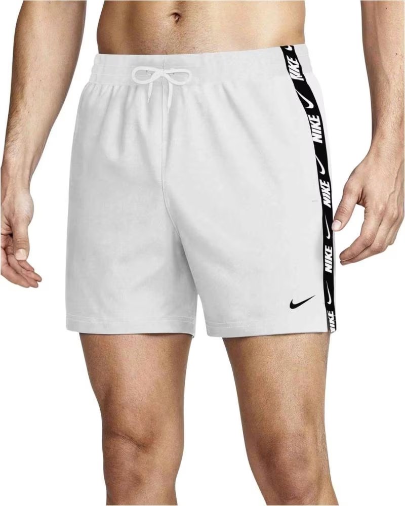 NIKE BANADOR BANADOR SWIM BREAKER LOGO TAPE 5INCH VOLLEY EN PARA HOMBRE BLANCO