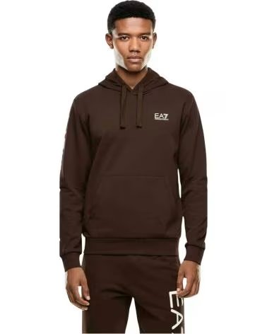 EA7 FELPA CON CAPPUCCIO 112103100002 DA UOMO CHOCOLATE BROWN