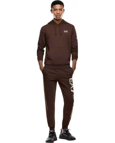 EA7 FELPA CON CAPPUCCIO 112103100002 DA UOMO CHOCOLATE BROWN