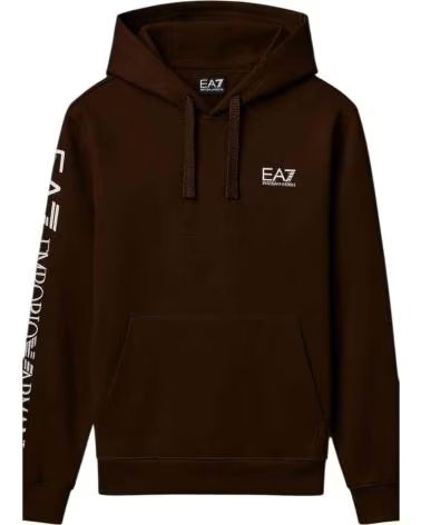 EA7 FELPA CON CAPPUCCIO 112103100002 DA UOMO CHOCOLATE BROWN