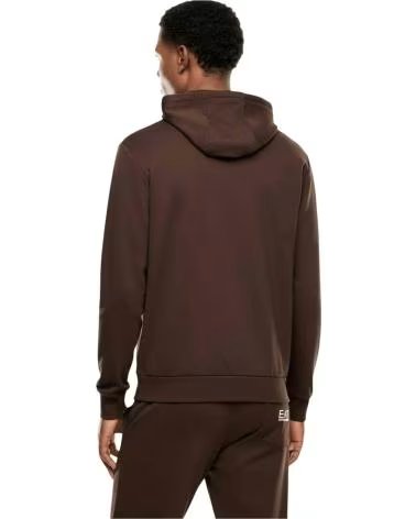 EA7 FELPA CON CAPPUCCIO 112103100002 DA UOMO CHOCOLATE BROWN