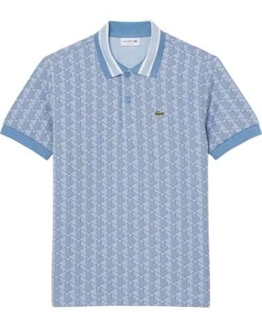 LACOSTE POLO A MANICHE CORTE CON COLLETTO A COSTINE GEOMETRICO BLU