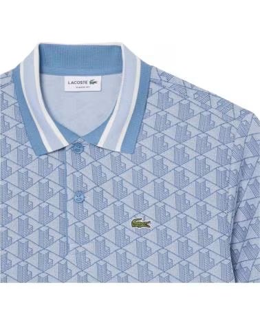 LACOSTE POLO À MANCHES COURTES AVEC COL BORD-CÔTES GÉOMÉTRIQUE BLEU