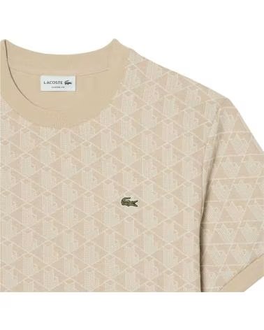 LACOSTE MONOGRAMM JACQUARD T-SHIRT BEIGE BLANCO