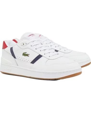 SCARPE SNEAKERS LACOSTE T-CLIP SET LEATHER UOMO BIANCO