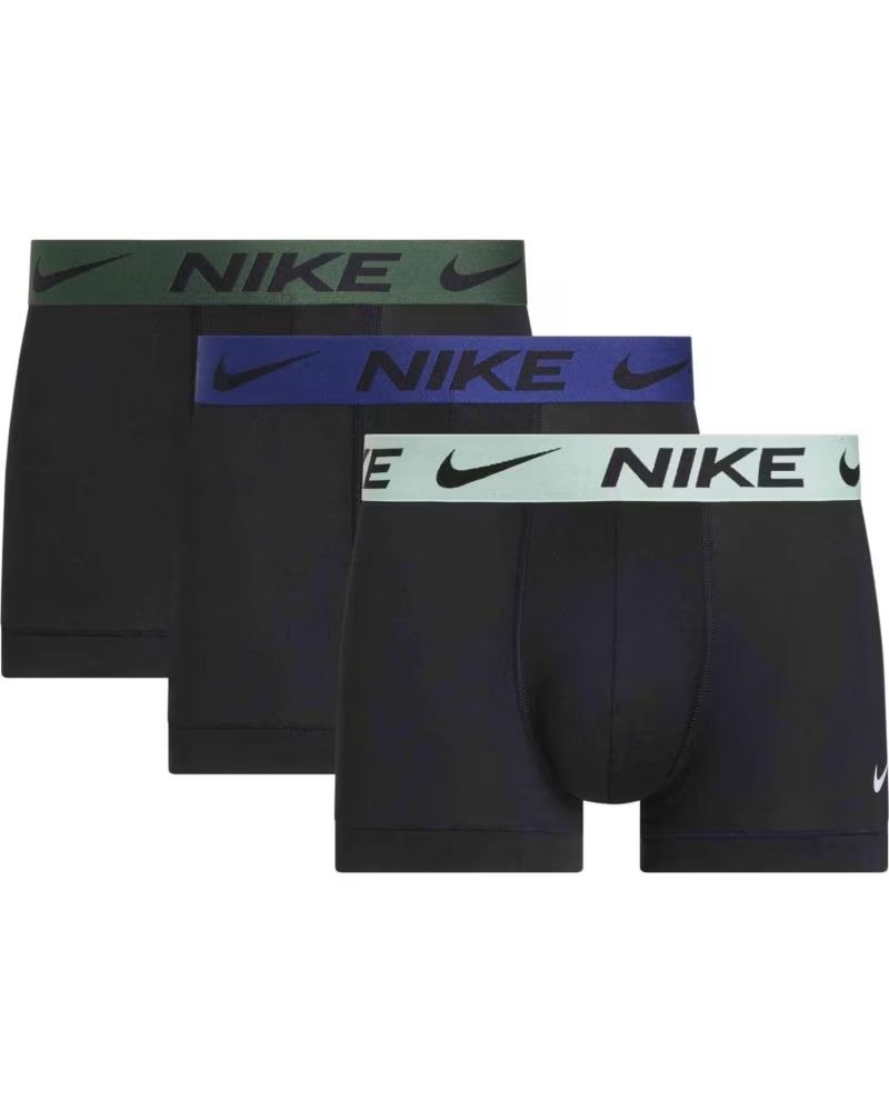 NIKE LOT DE 3 CALEÇONS BOXERS TRUNK LOGO NOIR VERT BLEU