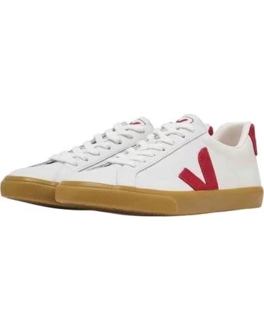 VEJA ZAPATILLAS ESPLAR LOGO BLANCO Y ROJO MUJER