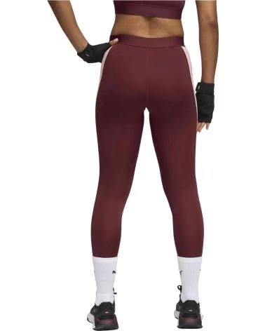 PUMA LEGGINGS LONGS STRONG COLORBLOCK BORDEAUX ET ROSE MUJER