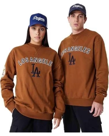 NEW ERA FELPA MLB LOS ANGELES DODGERS LARGE LOGO CREW MARRONE UNISEX