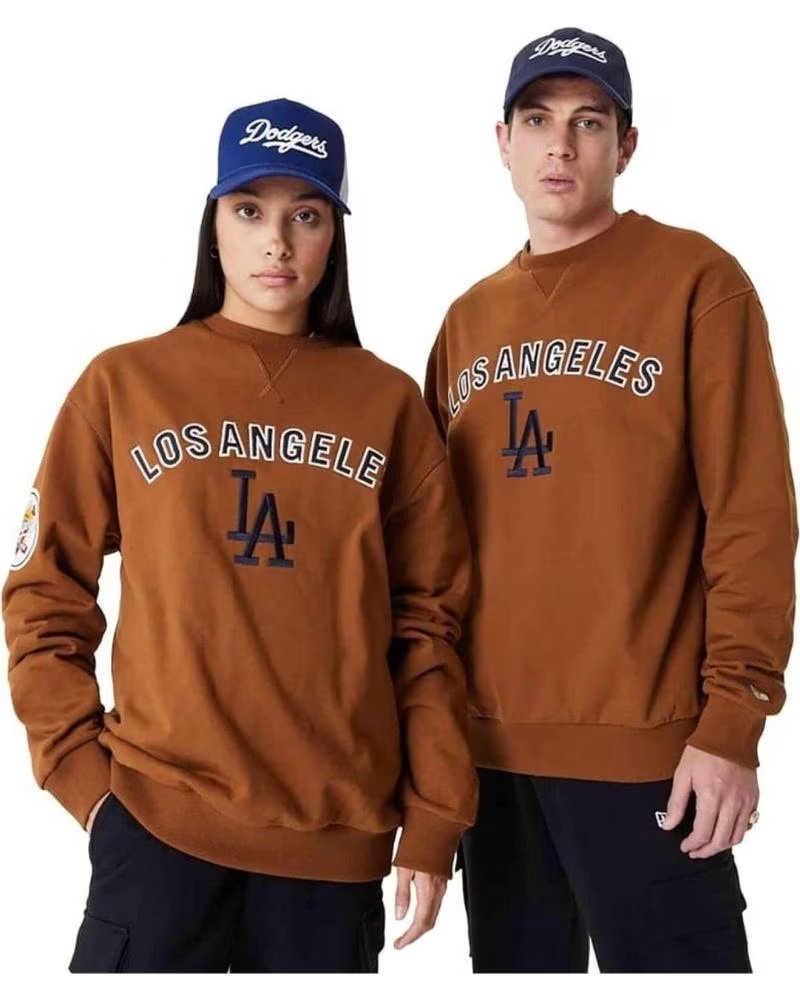 NEW ERA FELPA MLB LOS ANGELES DODGERS LARGE LOGO CREW MARRONE UNISEX
