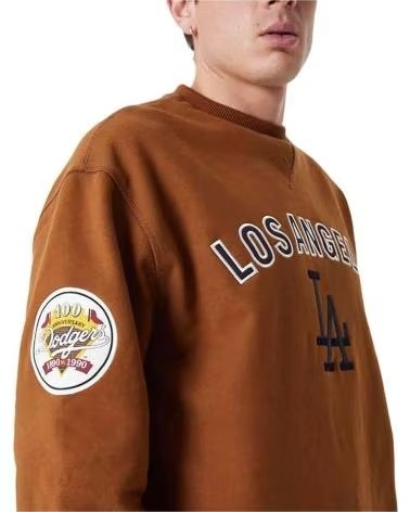 NEW ERA FELPA MLB LOS ANGELES DODGERS LARGE LOGO CREW MARRONE UNISEX