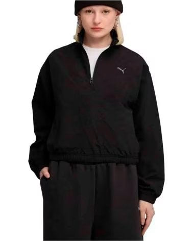 PUMA FELPA HER RELAXED WOVEN HALF-ZIP NERA DONNA
